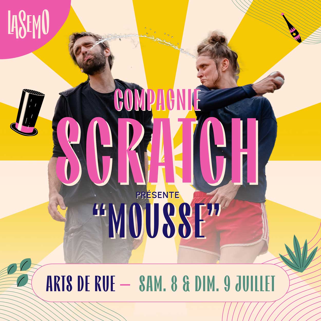 Monde art de rue compagnie scratch présente mousse le samedi 8 et le dimanche 9 juillet 2023 au festival lasemo à Enghien